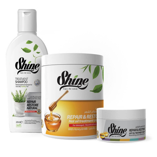 كورس تغذية وتنعيم الشعر بالعسل والحليب من شاين ‫( شامبو و حمام و ماسك )