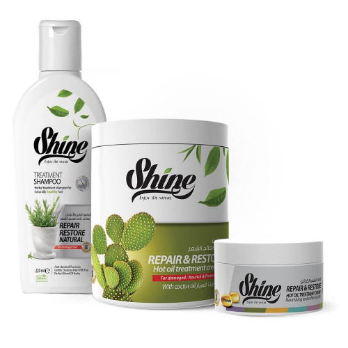 كورس تغذية وتنعيم الشعر بالصبار من شاين ‫( شامبو و حمام و ماسك )